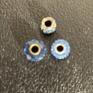 3 Blue Sparkling charms